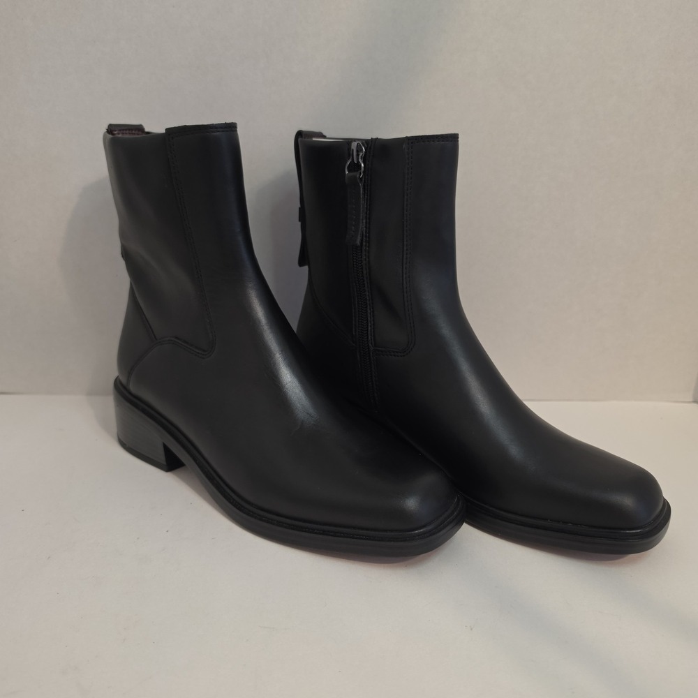 Franco Sarto Womens Gracey Black Leather Ankle Boots Size 9 Side Zip NWOB